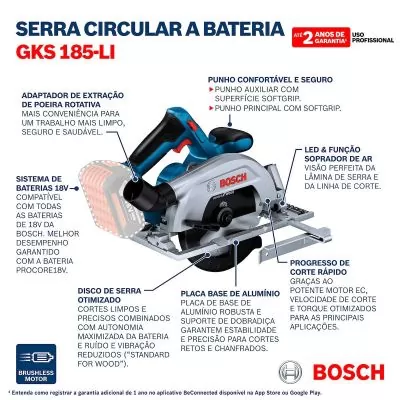 Sierra Circular inalámbrica Bosch GKS 185-LI, 18V Sin Batería