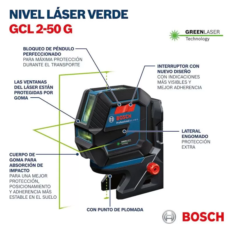 Nivel Laser de lineas Verdes Bosch GLL 2-15G Profesional 