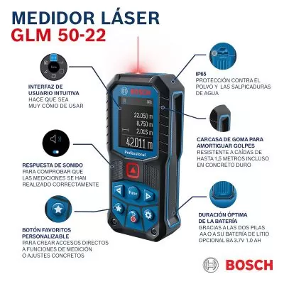 Medidor de distancia laser glm 50-22 profesional bosch