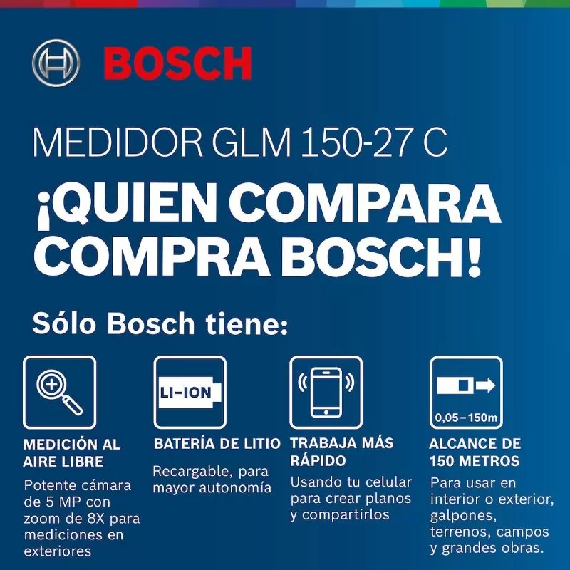 Medidor Láser de Distancias GLM 150-27 C Bosch México
