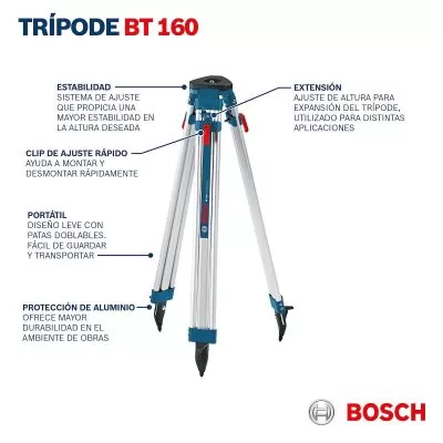 Trípode para nivel Bosch BT 160 1,6 metros