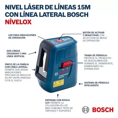 Nivel Láser Bosch Nivelox alcance 15m con trípode y maletín