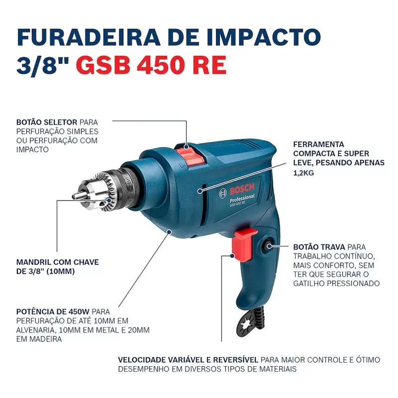 GSB 450 Taladro Percutor 450W 3/8