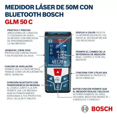 Medidor Láser Bosch GLM 50 C con Bluetooth