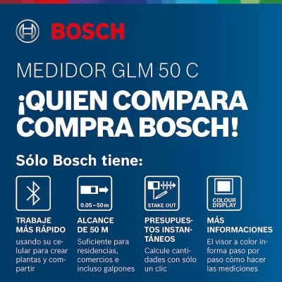 Medidor Láser Bosch GLM 50 C con Bluetooth