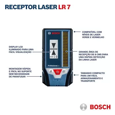 Receptor para nivel láser Bosch LR 7 soporte y bolsa protectora