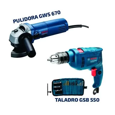 Taladro percutor 3/8 Bosch GSB 450 RE 450W 220V con 3 Brocas