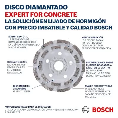 Copa Diamantada Bosch Expert for Concrete Ø115 x 22,23 x 5mm