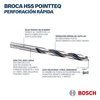 Broca para metal Bosch HSS-PointTeQ 13/32"
