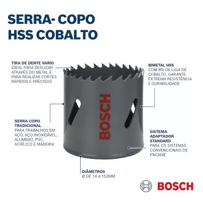 Sierra copa bimetálica con EXTRA COBALTO para adaptadores standard 76 mm, 3"
