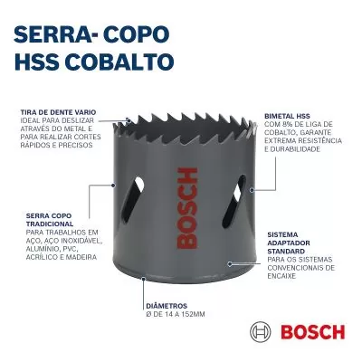 Sierra copa bimetálica con Extra Cobalto para adaptadores standard 70 mm