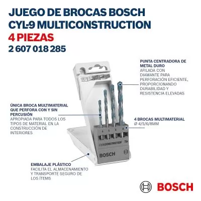 Brocas Bosch CYL-9 Multiconstruction Ø4-5-6-8mm 4 unidades