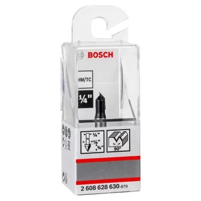 Fresa de ranurar Bosch Standard de V 1/4", D1 6,3 mm, L 9,2 mm, G 45 mm, 90°