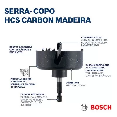 Sierra copa para madera con encastre e broca guia ø 100 mm