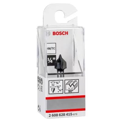 Fresa de ranurar Bosch Standard de ranurar en V 1/4", D1 12,7 mm, L 12,7 mm, G 45 mm, 90°