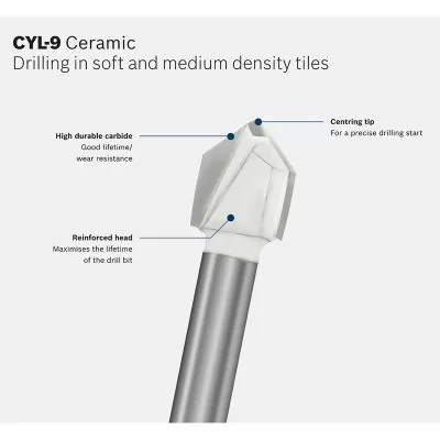 Broca cilíndrica para cerámica Bosch CYL-9 Ceramic Ø5,5x70mm