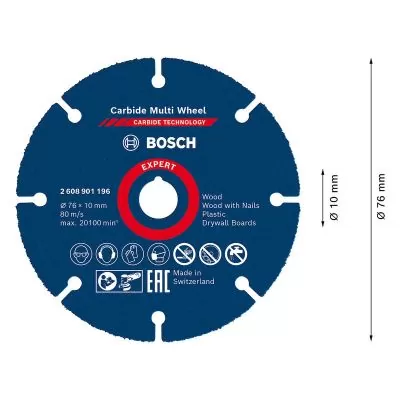 Disco de corte Bosch EXPERT Carbide Multi-Wheel 76mm