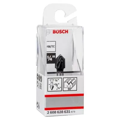 Fresa de ranurar Bosch Standard de ranurar en V 1/4", D1 9,5 mm, L 12,4 mm, G 45 mm, 90°