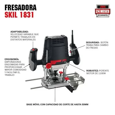 Fresadora Skil 1831 110V con 6 fresas - 3 pinzas y maletín