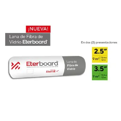 LANA FIBRA DE VIDRIO ETERBOARD 9 M2 (7.5X1.2X2.5) LANA FIBRA DE VIDRIO ETERBOARD 9 M2 (7.5X1.2X2.5)