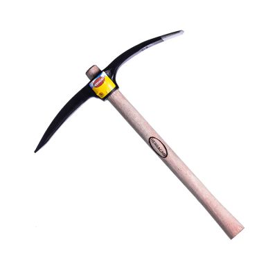 Piqueta con mango de madera para construcción, jardinería